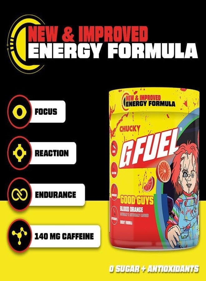 G Fuel Chucky Good Guys 2.0 Energy Drink Powder, Pre Workout Caffeine Mix for Gaming, Sugar Free Focus Amino, Vitamin + Antioxidants, 9.9oz (Tropical Blood Orange, 40 Servings) - Image 2